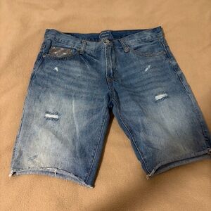 Casual Blue Distressed Jean Shorts for Men